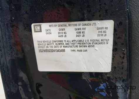 2004 Pontiac Grand Prix Gt2 из США, поврежденный, VIN 2G2WS522241343486